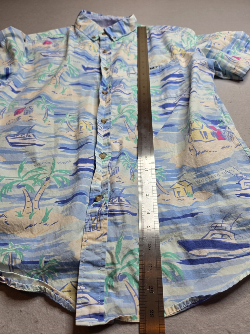 Vineyard Vines Men’s Light Blue Tropical Button-Down Shirt Size Large - Picture 5 of 7